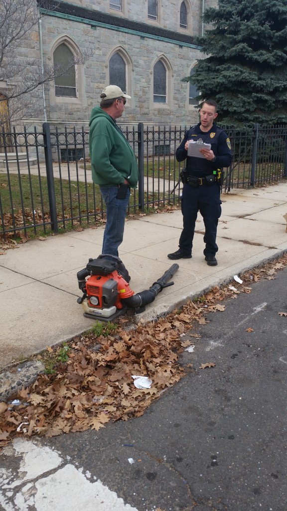 Fairfield Police take a statement from the landscape owner.