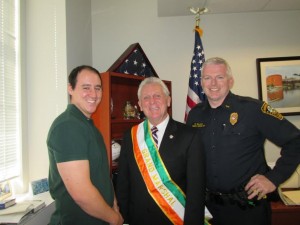 L-R NPES President Brendan Collins, Mayor Harry Rilling, NPES Vice President Terrence Blake